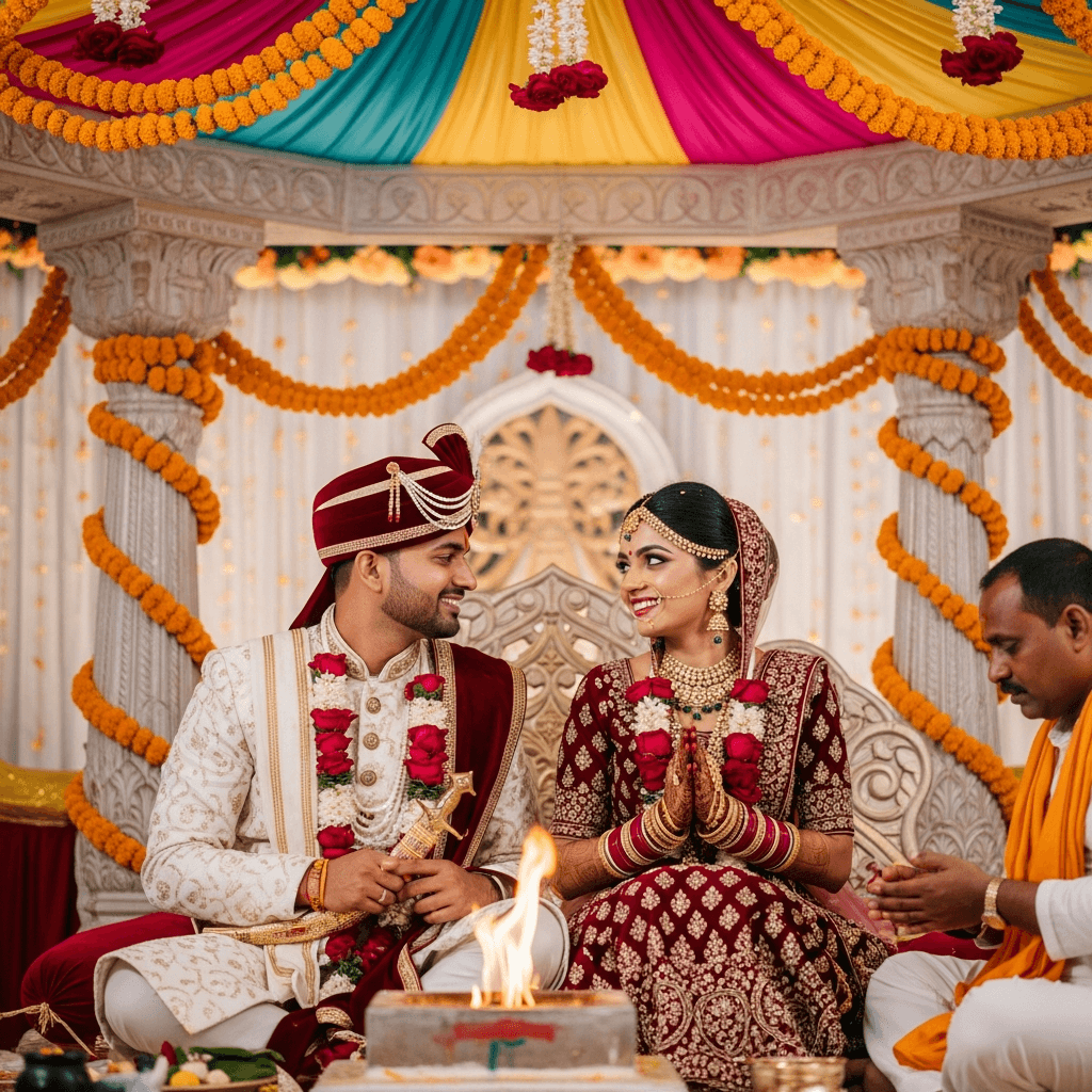 Bilaspur Dewangan bride and groom — community marriage through Sangi Sathi