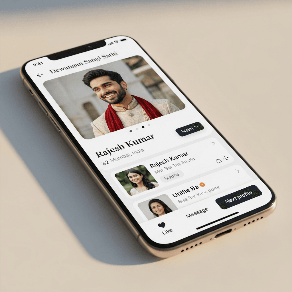 Dewangan Sangi Sathi mobile matrimony app — verified Koshta Samaj profiles on Android and iOS