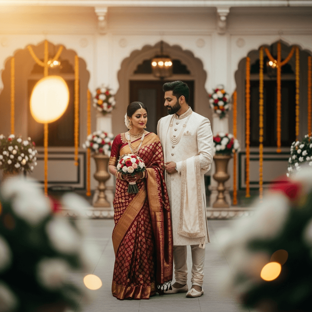Dewangan Koshta bride and groom in traditional Chhattisgarhi wedding — Dewangan Sangi Sathi Matrimony Raipur